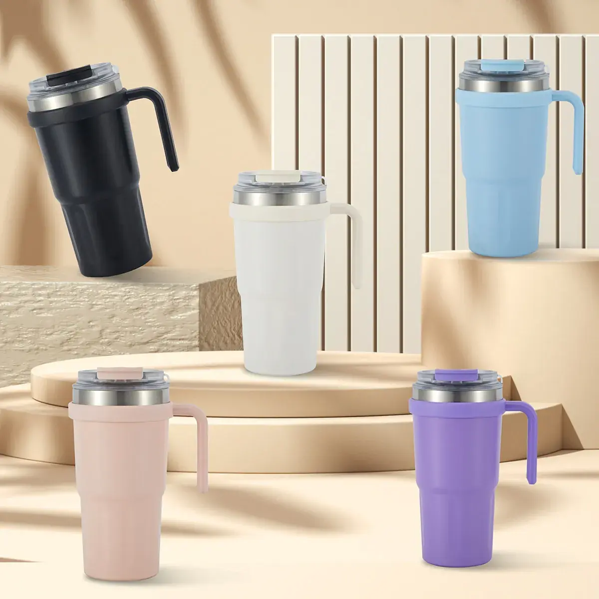 Caneca Térmica 600 ml com Alça e Tampa Deslizante — imagem 2 de 6